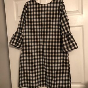 Gingham Dress with Bell Sleeves